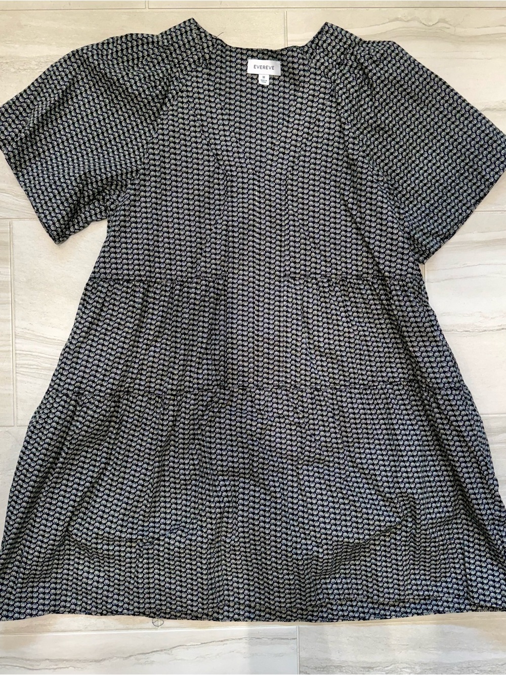 EVEREVE Black & Cream Patterned Women’s Tiered Dress